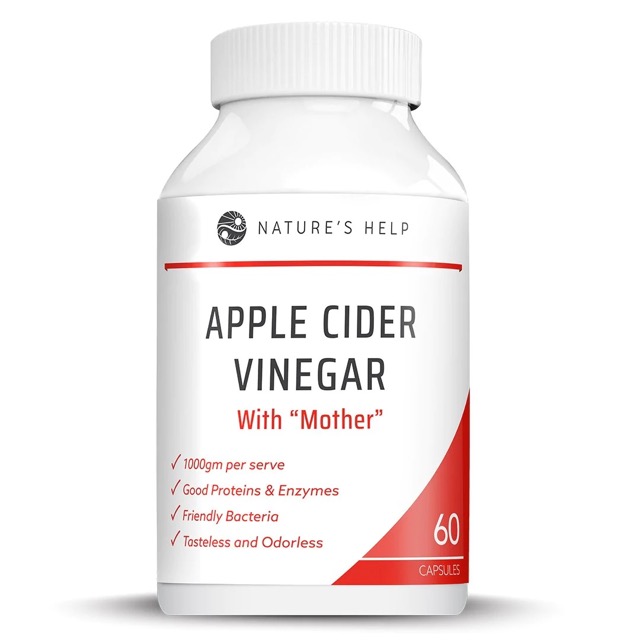 Nature’s Help Organic Apple Cider Vinegar with Mother, 60 Capsules