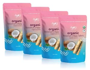 Ava Organics - Coconut Crispy Rollers, Healthy Snack Rolls for Adults and Kids, Kosher, Gluten Free, Certified Paleo