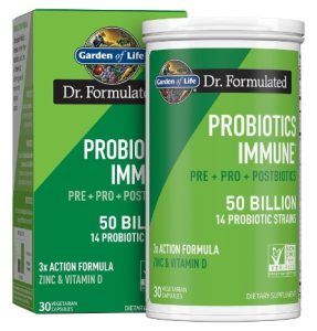 Garden of Life Dr Formulated Probiotics Immune Support, Complete with Prebiotics, Postbiotics, D3 & Zinc for Gut and Digestive Health