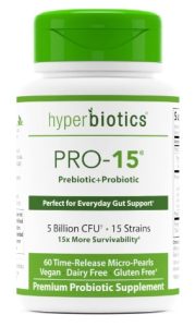 Hyperbiotics Pro 15 Vegan Probiotic Supplement Time Release Pearls 15 Diverse Strains Probiotics for Women and Men