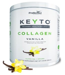 Keyto Collagen Protein Powder with MCT Oil – Keto and Paleo Friendly Grass Fed and Pasture Raised Hydrolyzed Collagen Peptides