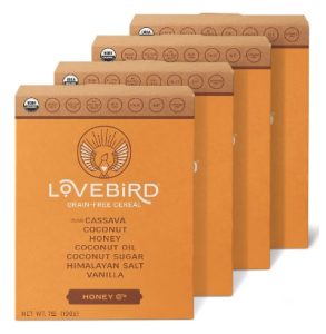 Lovebird Gluten Free Cereal - Organic Grain Free Cereals Paleo AIP Dairy Free Keto Friendly No Refined Sugar Healthy Snacks for Kids, Adults