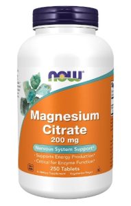 NOW Supplements, Magnesium Citrate 200 mg, Enzyme Function, Nervous System Support