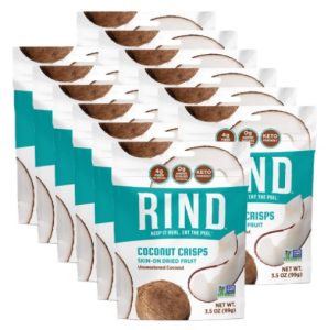 RIND Snacks All Natural Coconut Crisps Unsweetened Dried Fruit Superfood Snack Chips Low Carbs High Fiber Keto Gluten Free Vegan Paleo Fruit Snacks