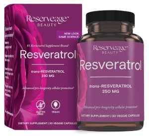 Reserveage Beauty, Resveratrol 250 mg, Antioxidant Supplement for Heart and Cellular Health, Supports Healthy Aging and Immune System