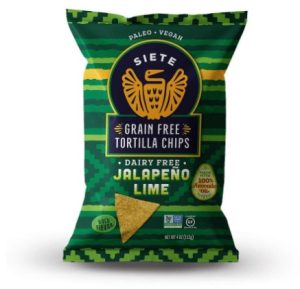Siete Grain Free Tortilla Chips, Dairy Free, Paleo, Vegan, Non-GMO, Gluten Free Jalapeño Lime