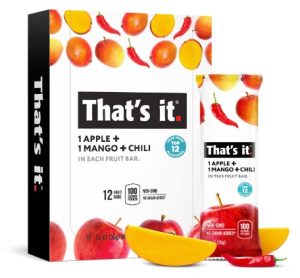 That's it. Apple+Mango+Chili 100% Natural Great Tasting Real Dried Fruit Bar, Vegan, Gluten Free, Paleo, Kosher, Non GMO