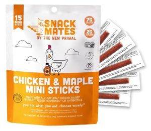 The New Primal Snack Mates Meat Sticks, Gluten Free Healthy Snacks for Kids, Low Sugar High Protein