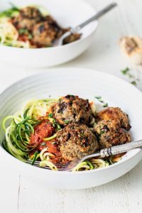 Eggplant Meatballs with Zoodles