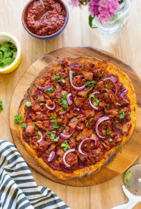 Jackfruit BBQ Pizza with a Sweet Potato Crust