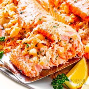 Crab Stuffed Salmon- Paleo Fish and Seafood Recipes