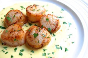 Pan sear scallops