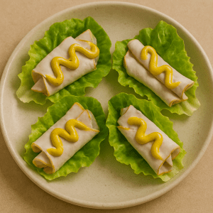 Mini Lettuce Wraps with Turkey and Mustard