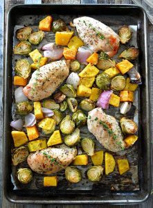 Roasted Chicken with Brussels & Squash