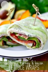 California Turkey & Bacon Lettuce Wraps with Basil Mayo 